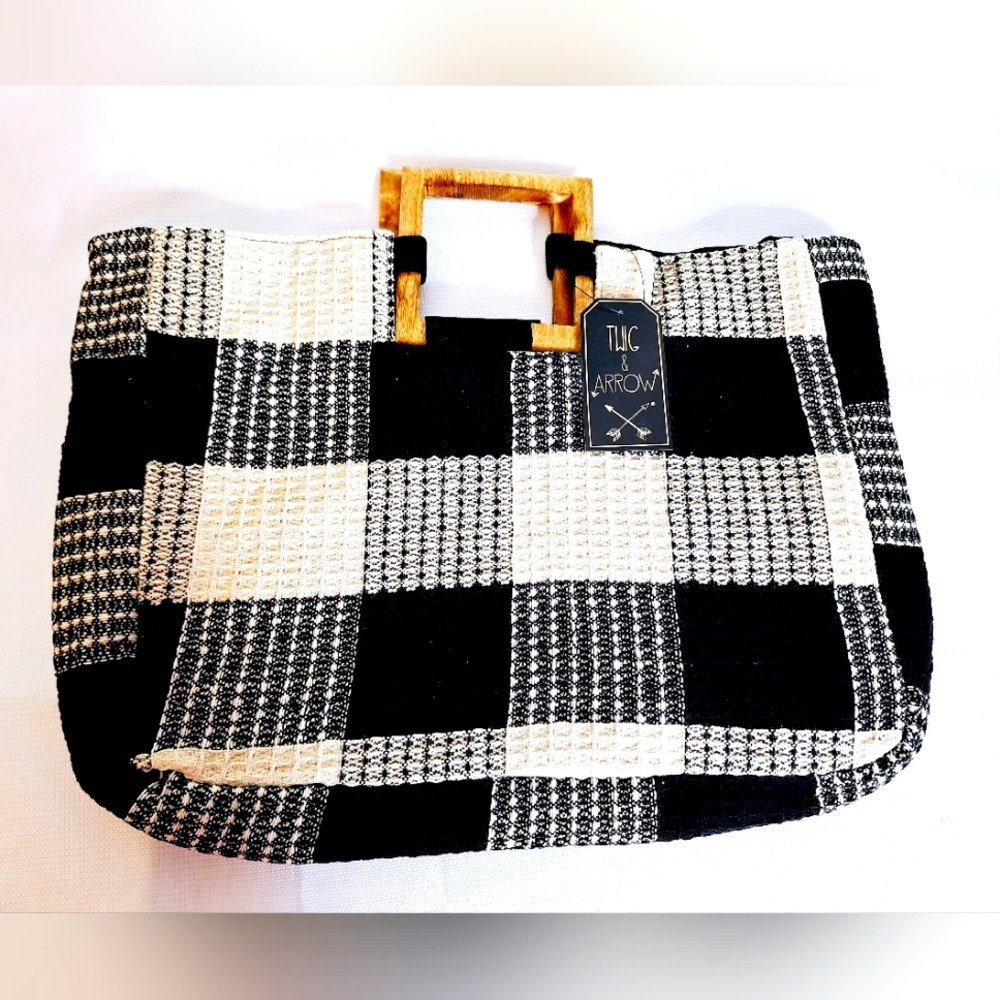 NWT Twig & Arrow "The Big Gingham" Coquette girl, boho, tweed, purse.